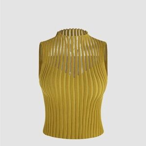 NWT Cider Yellowish Green Sleeveless Ribbed Top